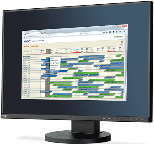 Hospitality Solutions - Computer Screen with NEC Room Calendar